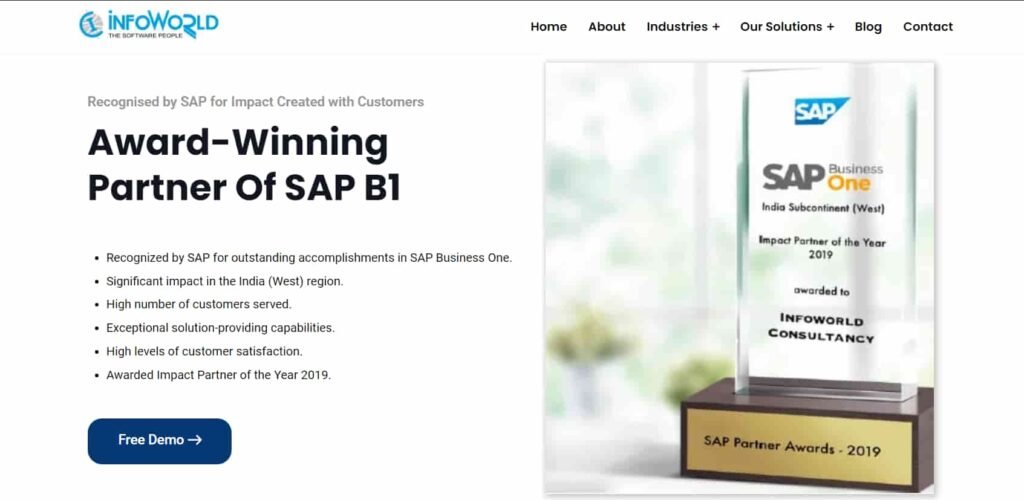 Infoworld india one of the Top 10 sap b1 partner in pune